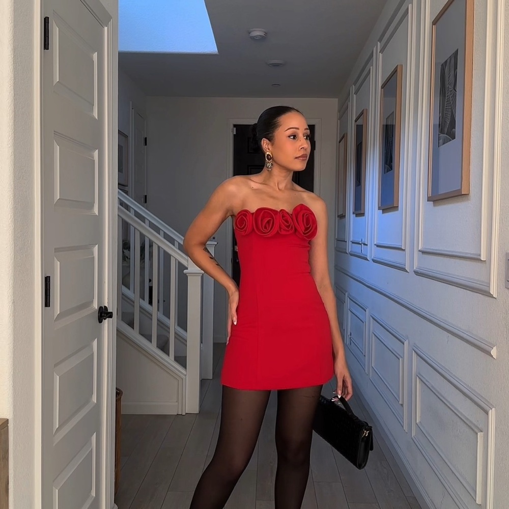 Peppermayo Red Strapless Bodycon Dress